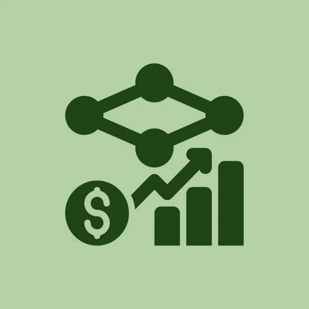 Icône représentant des graphiques économiques et de l'argent