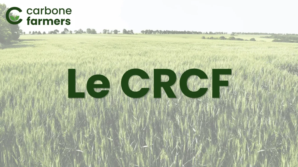Photo d'un champ de blé avec écrit devant "Le CRCF"