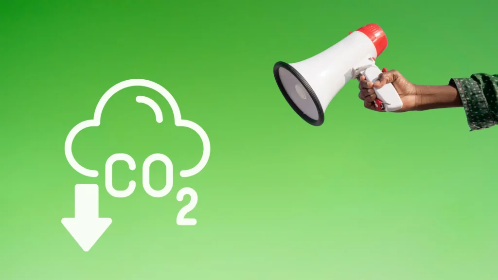 Image avec une icône de CO2 et un haut parleur